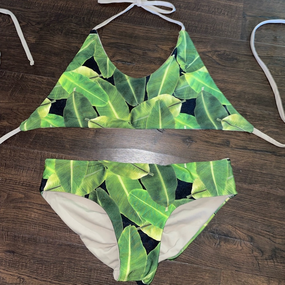 Palm leaves bikini bathing suit